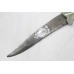 Dagger Knife Damascus Steel Blade Silver Koftgiri Green Jade Stone Handle E78
